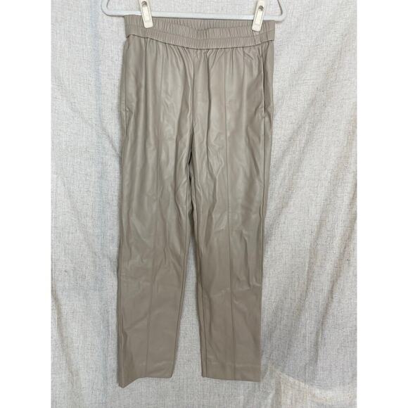 Ann Taylor The Faux Leather Pull On Ankle Cream Ivory Pant Size Small - Picture 2 of 12